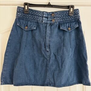 Free People Braided waist Blue Denim Skirt